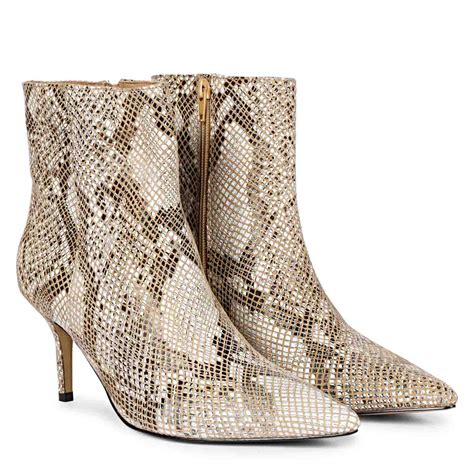Saint Lottie Brown Snake Print Leather Kitten Heel Ankle Boots – SaintG ...