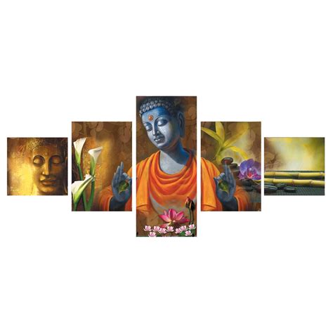 eCraftIndia 'Lord Buddha' Canvas Painting (Synthetic Wood, 127 cm x 0. ...