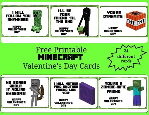 Free Printable Minecraft Valentines - Printable New Year Banners