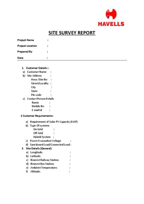 Site Survey Report - SITE SURVEY REPORT Project Name : Project Location ...