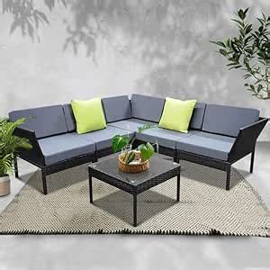 DEVOKO Outdoor L-Shape Sectional Patio Furniture Set Conversation Sofa ...