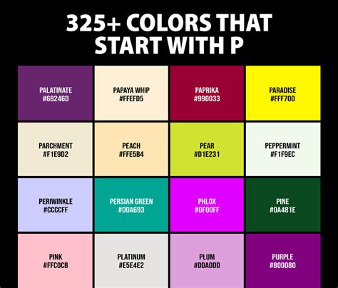 325+ Colors that Start with P (Names and Color Codes) - CreativeBooster