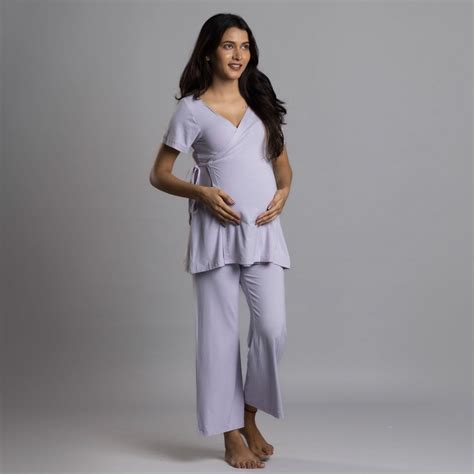 Lilac Maternity Wrap Co-Ord Set – Block Hop India