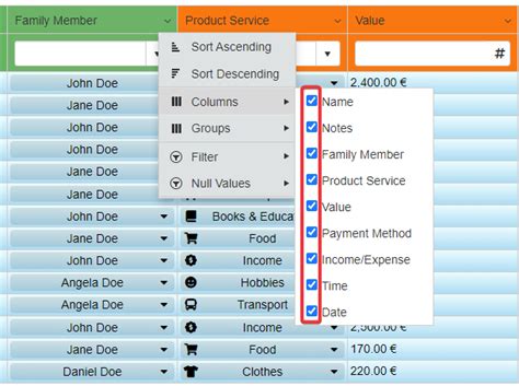 Hide Columns - eLegere Documentation