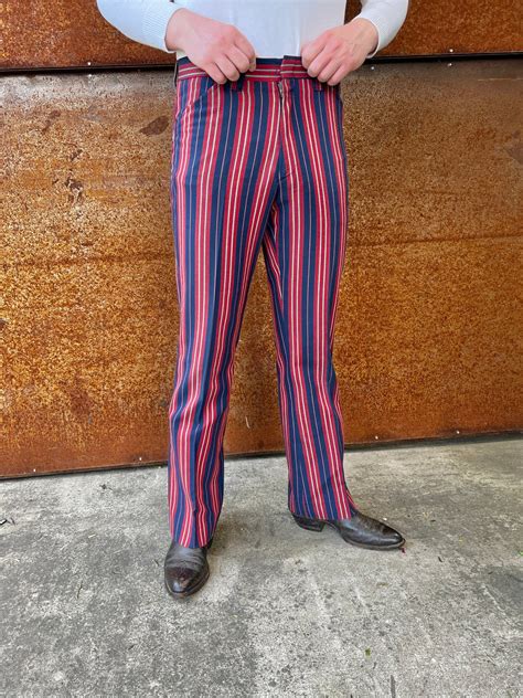 True Vintage 1970s Mens Stripe Flare Pants// Red/white/blue Woven Twill ...