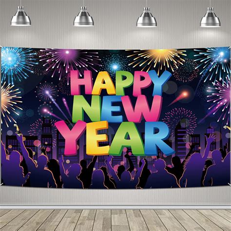 Buy HOWAFNeon Happy New Year Banner, Bright Color Happy New Year ...
