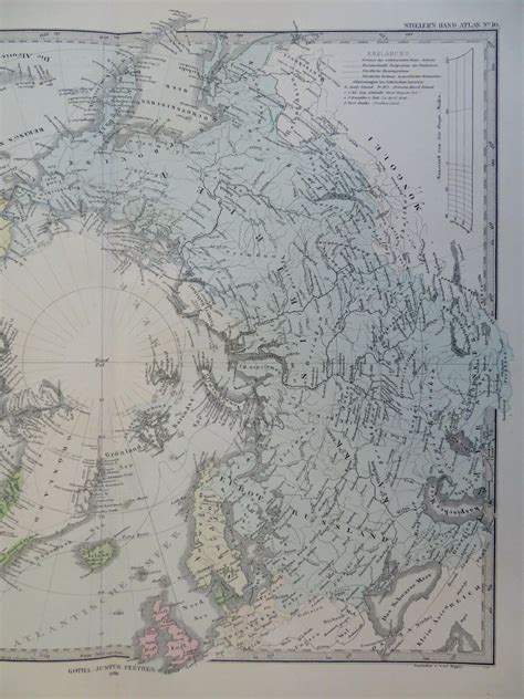 North Pole Greenland Russia Canada Alaska Svalbard 1879 Stieler detailed map: (1879) Map ...