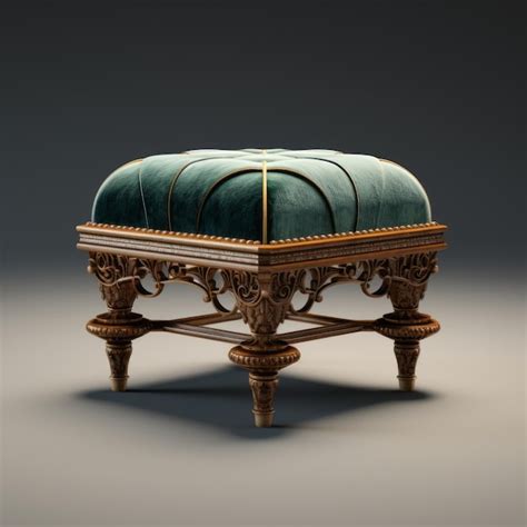 Stunning velvet victorian foot stool hyperrealistic 3d rendering ...
