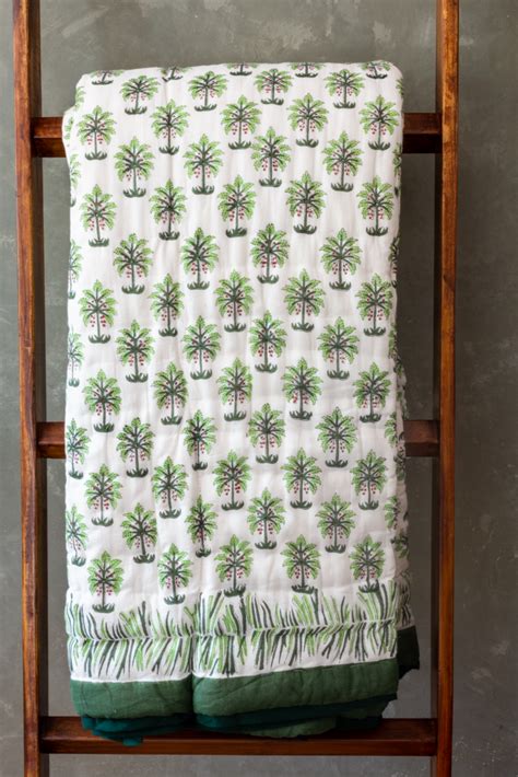 TROPICAL PARADISE-Premium hand block printed bedding set-Queen size ...