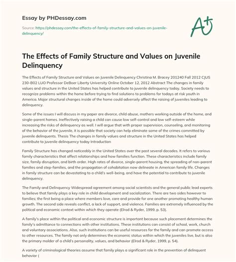 The Effects of Family Structure and Values on Juvenile Delinquency - PHDessay.com