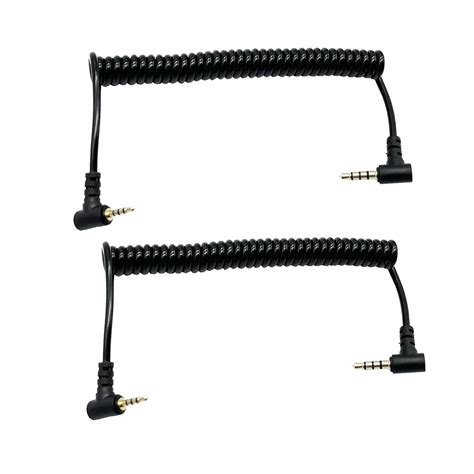 Seadream 2.5mm to 3.5mm Audio Cable Coiled;2Pack Double Angled 90 ...