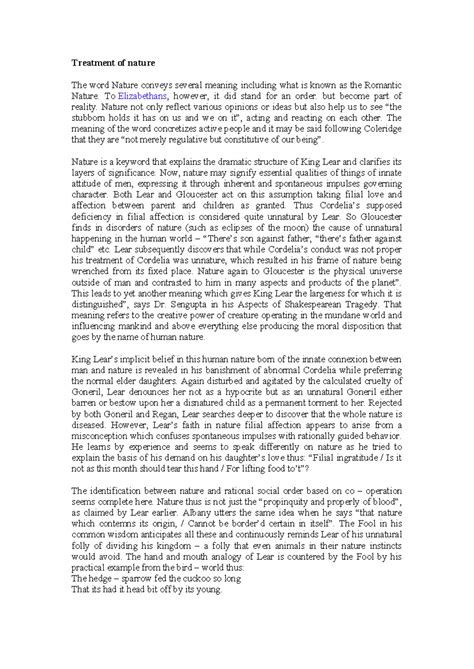 KING L- Nature's Role in Shakespeare's King Lear: A Deep Analysis - Studocu
