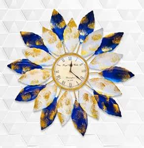 Buy Anshika International Metal Metal Blue Flower Wall Clock Art ...