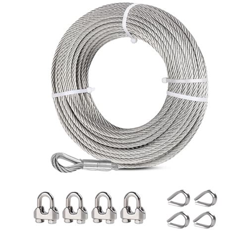 1/4" Stainless Steel Aircraft Cable, 50ft 7X 19 Strands Zipline Main ...