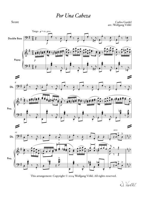 "Por una cabeza (Tango)" - arr. for Piano, Violin, Viola, Cello and ...