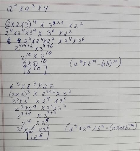 [tex] {12}^{4} \times {9}^{3} \times 4 \\ {6}^{3} \times {8}^{3} \times ...