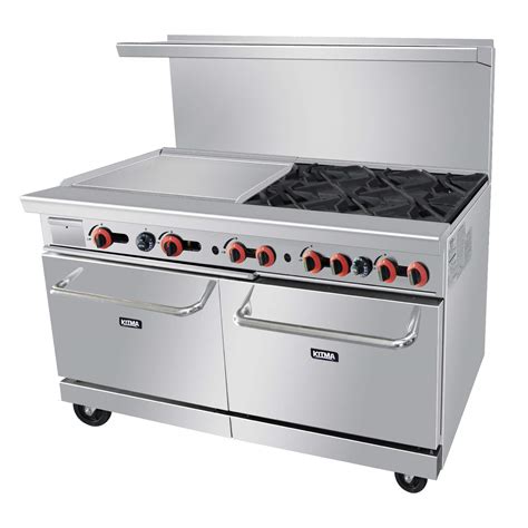 Commercial 60’’ Gas 6 Burner Range With 24’’ Griddle and Standard Oven ...