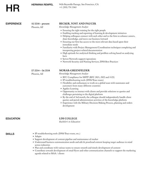 Knowledge Management Sample Resume 的图像结果