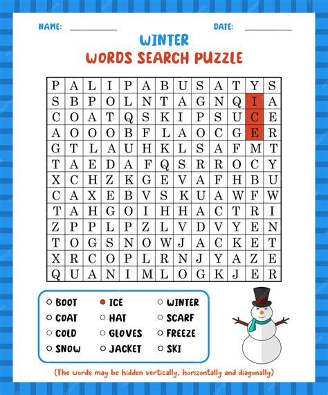 Premium Vector | Word search game winter word search puzzle worksheet ...