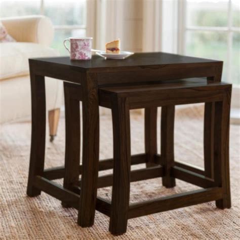 Modern Nested Side Tables Set Solid Wood Living Room Furniture – Wooden ...