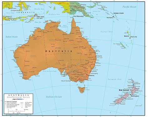 Swiftmaps Australia Wall Map GeoPolitical Edition by (36x44 Laminated ...