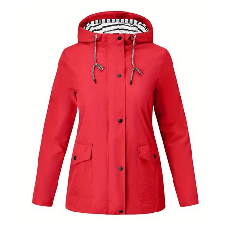 DENGDENG Womens Rain Jackets Clearance Loose Fit Windbreaker Waterproof ...
