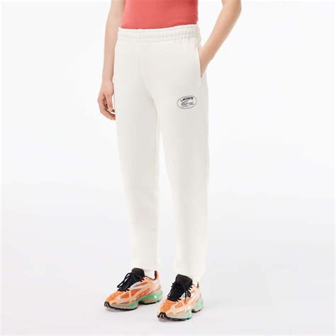 Lacoste | Straight Leg Embroidered Sweatpants | Women | Cream | Flannels