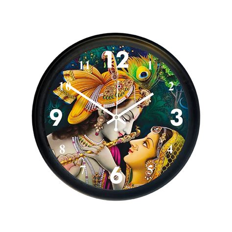 Buy Black Radha Krishna Wall Clock Analog Online at Low Prices in India ...