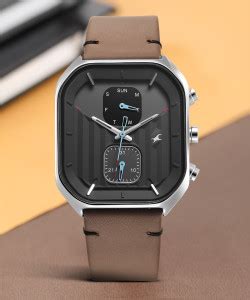 Fastrack Fleek Quartz Multifunction Grey Dial Leather Strap Analog ...
