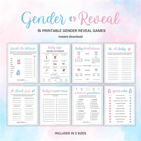 Gender Reveal Printable Games, Gender Reveal Bundle, Gender Reveal ...