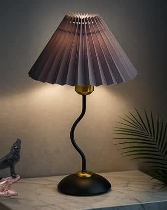 Buy Homesake® Matt Black Twister Small Pleated Lamp, Modern Bedside ...