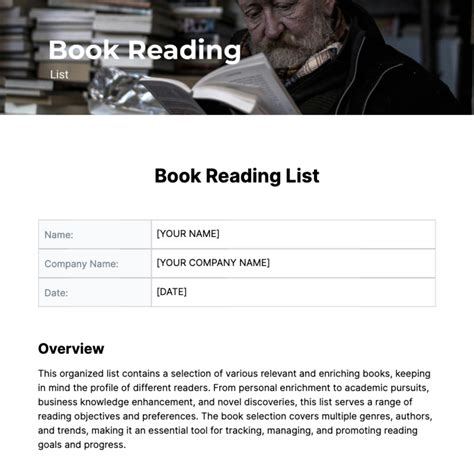 Free Book Reading List Template - Edit Online & Download | Template.net