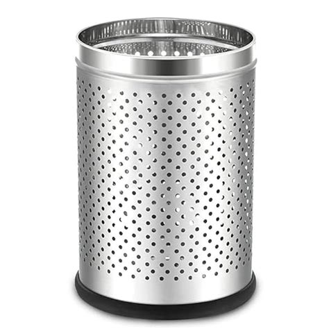 Buy Stainless Steel Open Top Dustbin (Black) | Perforated Design – Robustt
