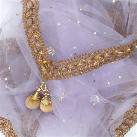 Lavender Net Gold and Mirror Dupatta – anokherang