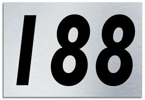 Number 188 Contemporary House Plaque Brusher Aluminium modern door sign