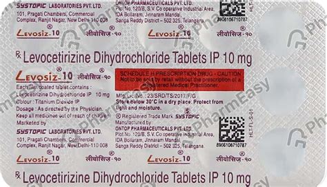 Levosiz 10 MG Tablet (15): Uses, Side Effects, Price & Dosage | PharmEasy