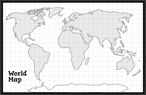 Printable World Map In Black And White