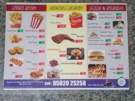 Menu at Crunchy Chicken, family restaurant, India