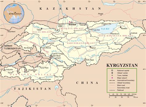 Kyrgyzstan road map - Ontheworldmap.com