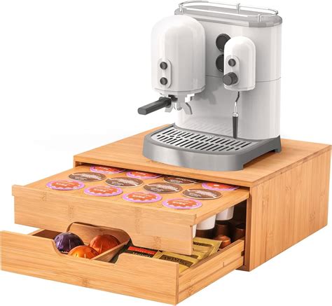 Amazon.com: Bamboo Coffee Pods Holder Capsules Storage Drawer ...