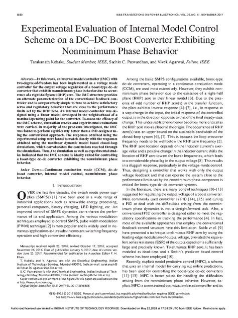 Experimental Evaluation of Internal Model Control Scheme on a DCDC ...