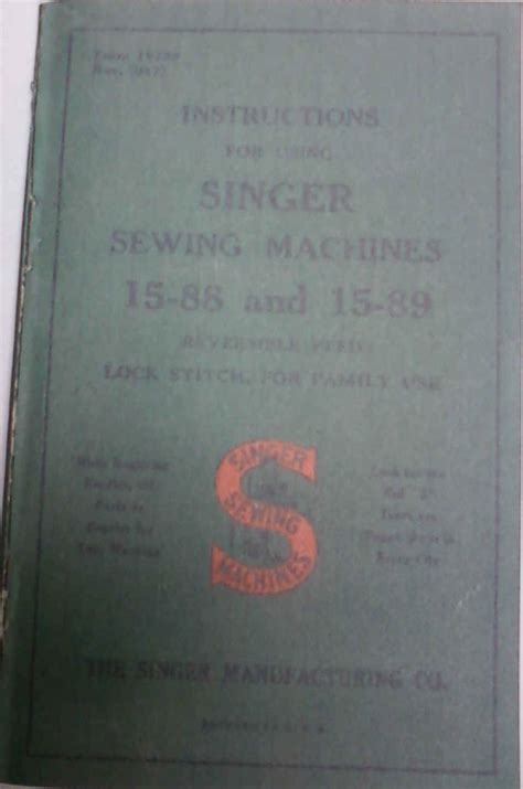 Image result for Singer Sewing Machine Model 15 Manual