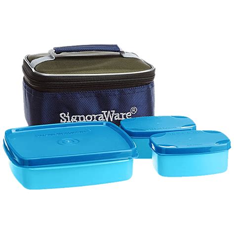 Buy Signoraware Hot N Cute Polypropylene Lunch Box With Bag - Blue ...