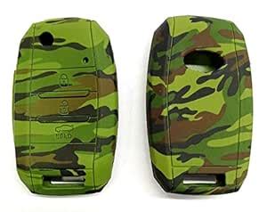 KEYKART ® KIA SELTOS,SONET 3 Button Camouflage Silicone FLIP Key Cover ...