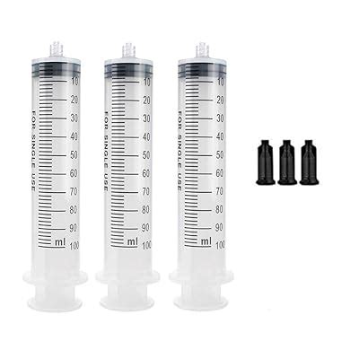 Buy 3 Pack 100ml Syringes with Storage CapsLuer Lock, Plastic Syringe ...