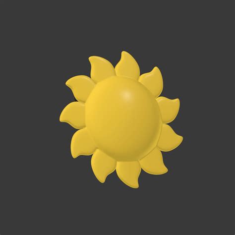 Cartoon Sun Smiley Face - 3D Model by Ocstard