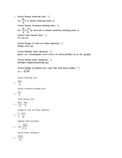 EOQ Problem (Final Jan 2023) (2) - In[2]:= Print "Annual Ordering Cost ...