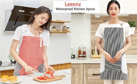 Buy Leeonz Cooking Apron | Adjustable Waterproof Chef Apron with Pocket ...