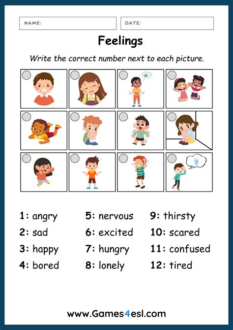 Feeling Worksheet 的图像结果