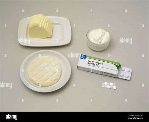 Butter Cheese Yogurt and Antibiotic With Packets Stock Photo - Alamy